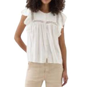 GAP White Ruffle Sleeve Blouse size large
